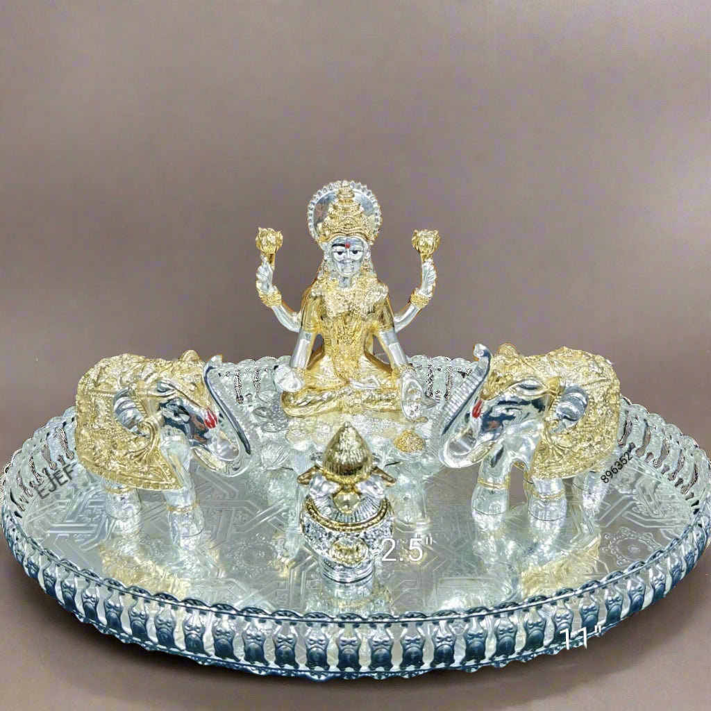 german silver pooja set of 5 pieces for diwali/ home décor/ gift item